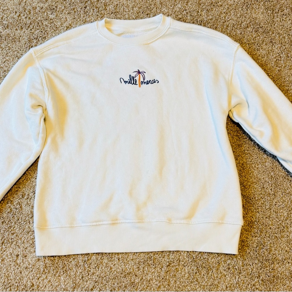 Girls Zara White Sweatshirt with Embroidered Design